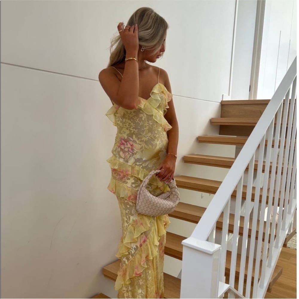 LoveShackFancy Rialto Yellow Silk Dress size 2
